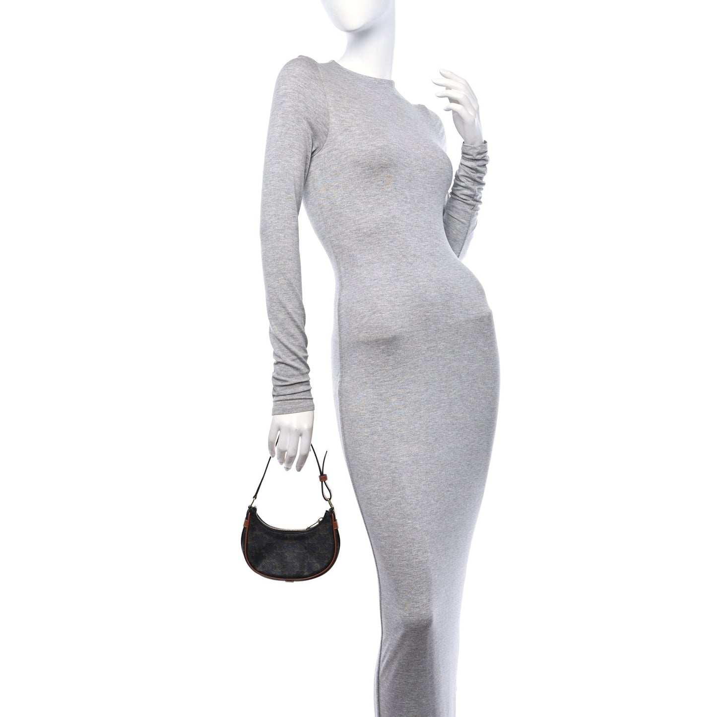 Canvas Calfskin Mini Ava Triomphe Shoulder Bag Tan