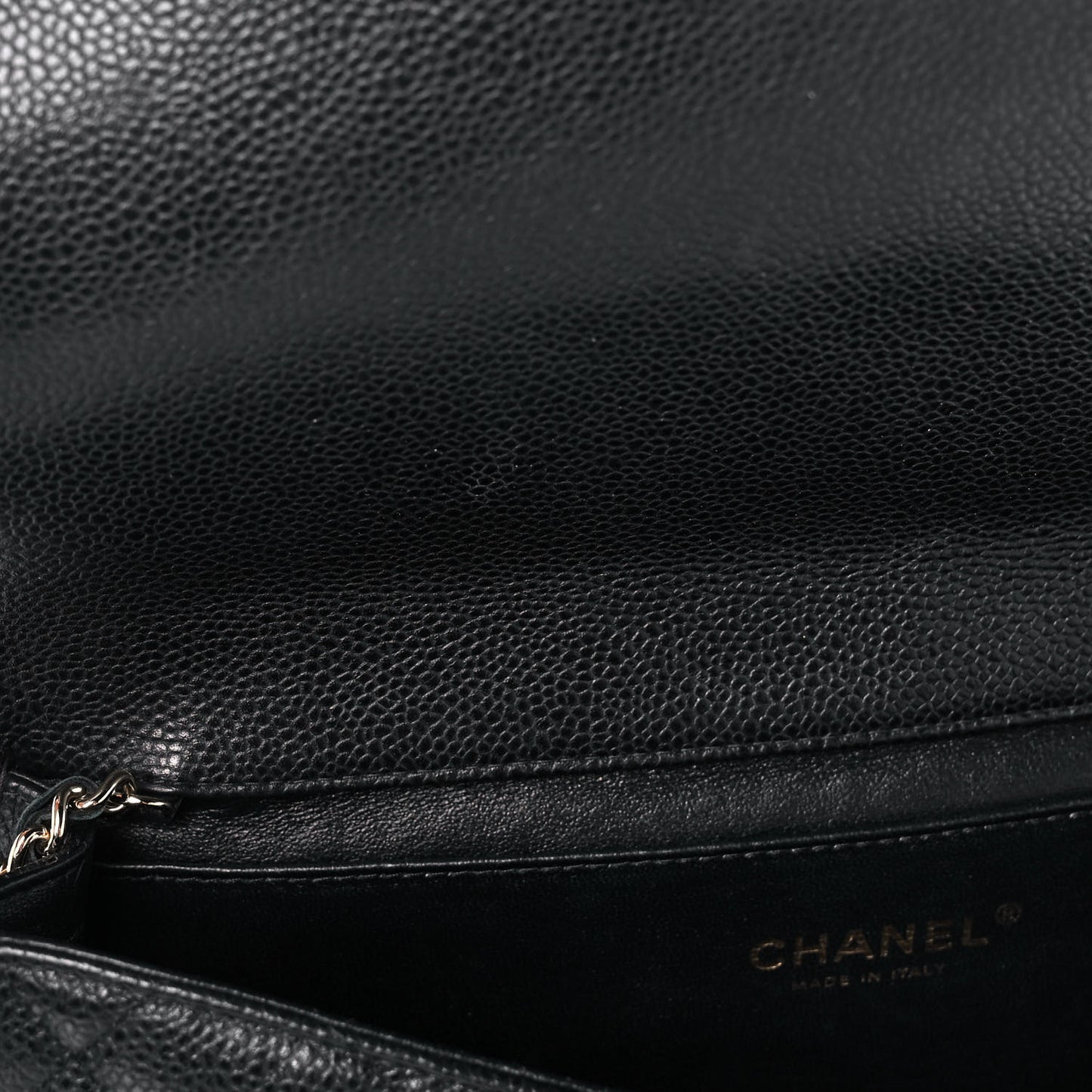 Caviar Quilted Clutch With Chain Flap Black