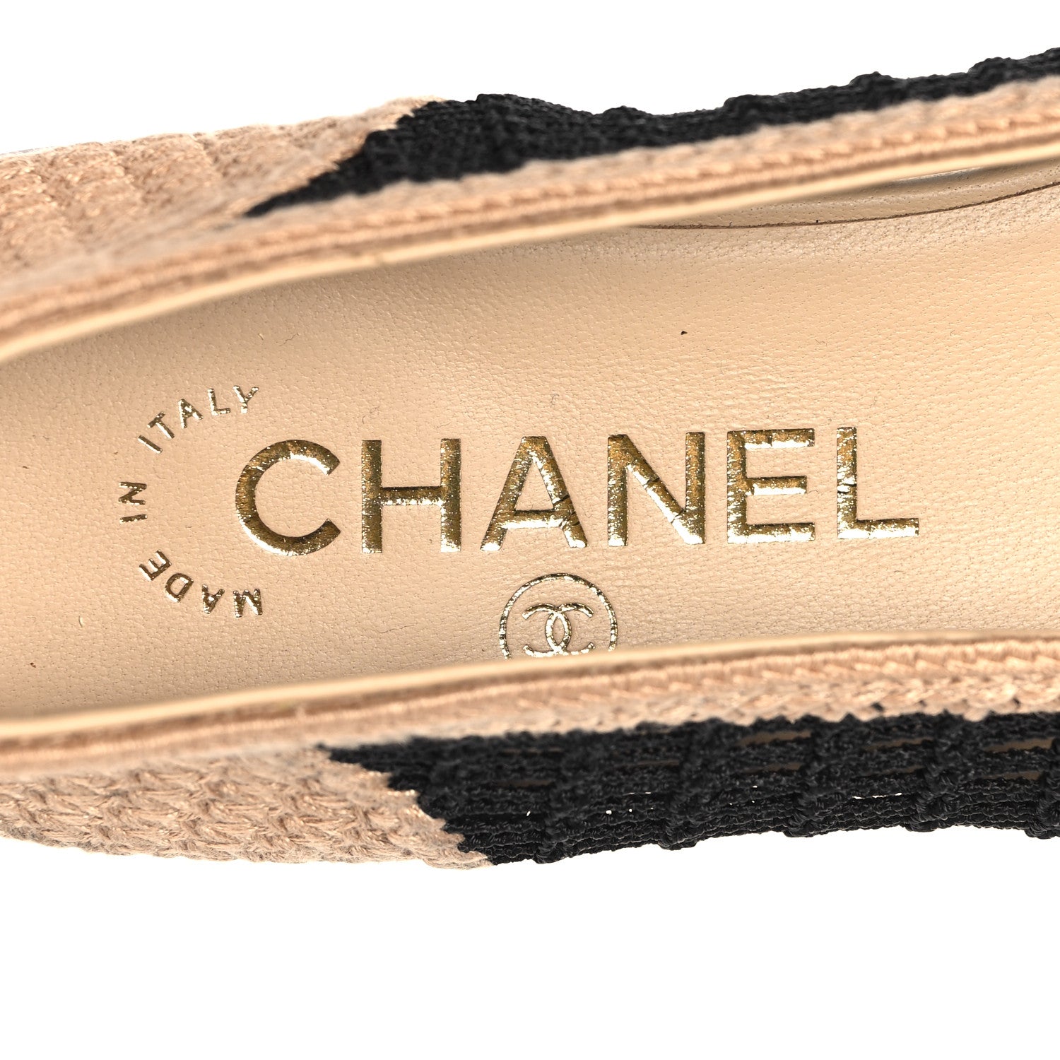 Chanel Raffia Cap Toe Ballerina Flats 36.5 Black Beige 8 of 8