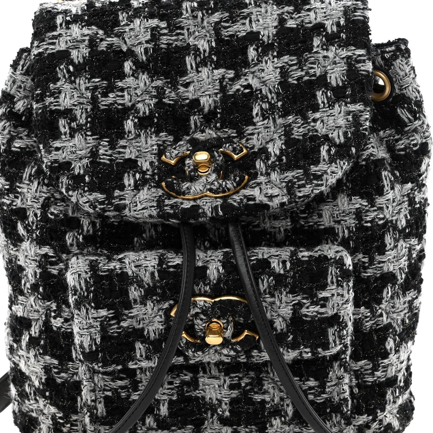 Wool Tweed Elegant Backpack Black Grey