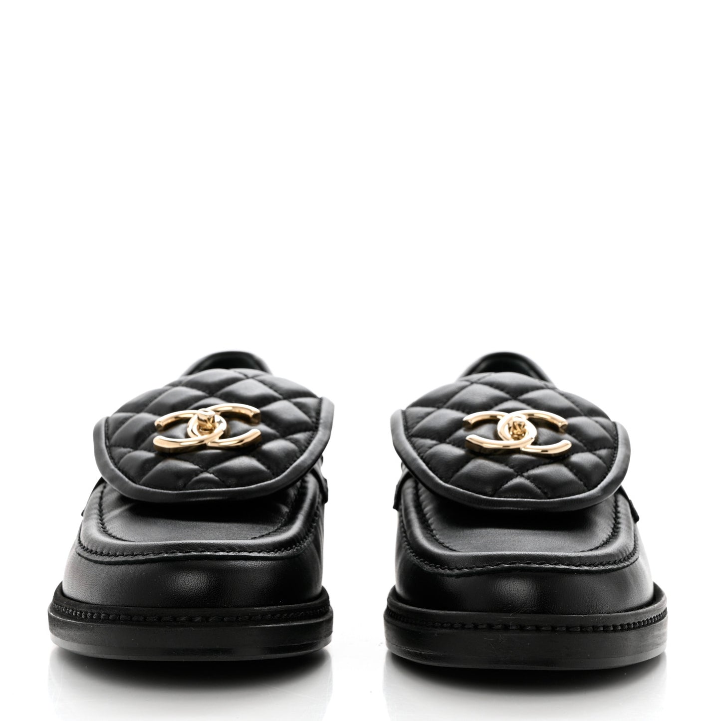 Lambskin Quilted CC Turnlock Loafers 38 Black