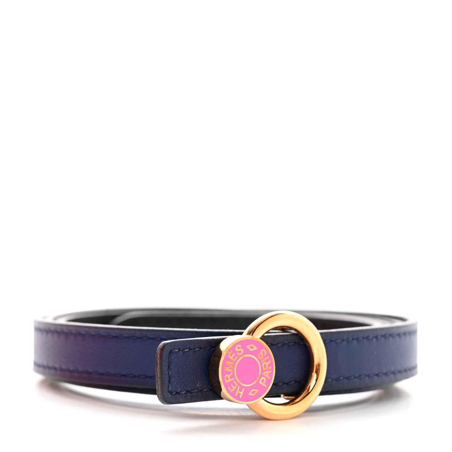 Swift Epsom 13mm Mini Laquee Reversible Belt 85 Black Bleu Saphir