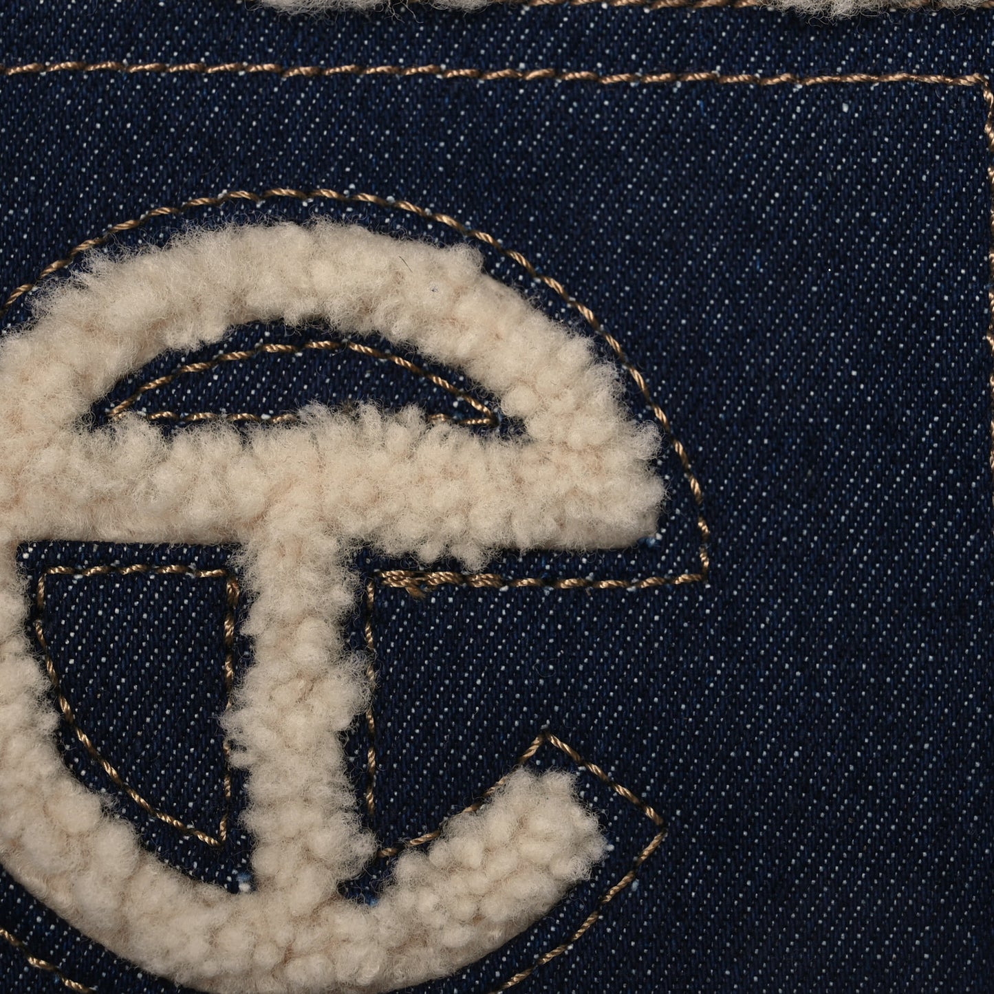 X UGG Denim Shearling Small Shopping Bag Raw Denim