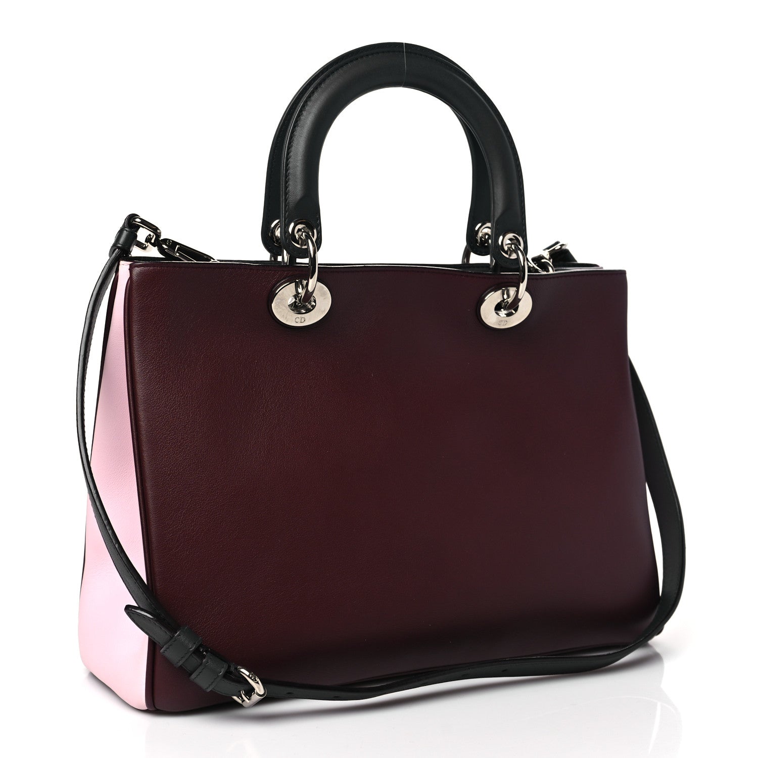 Christian Dior Smooth Calfskin Medium Diorissimo Tote Burgundy Pink 4 of 11