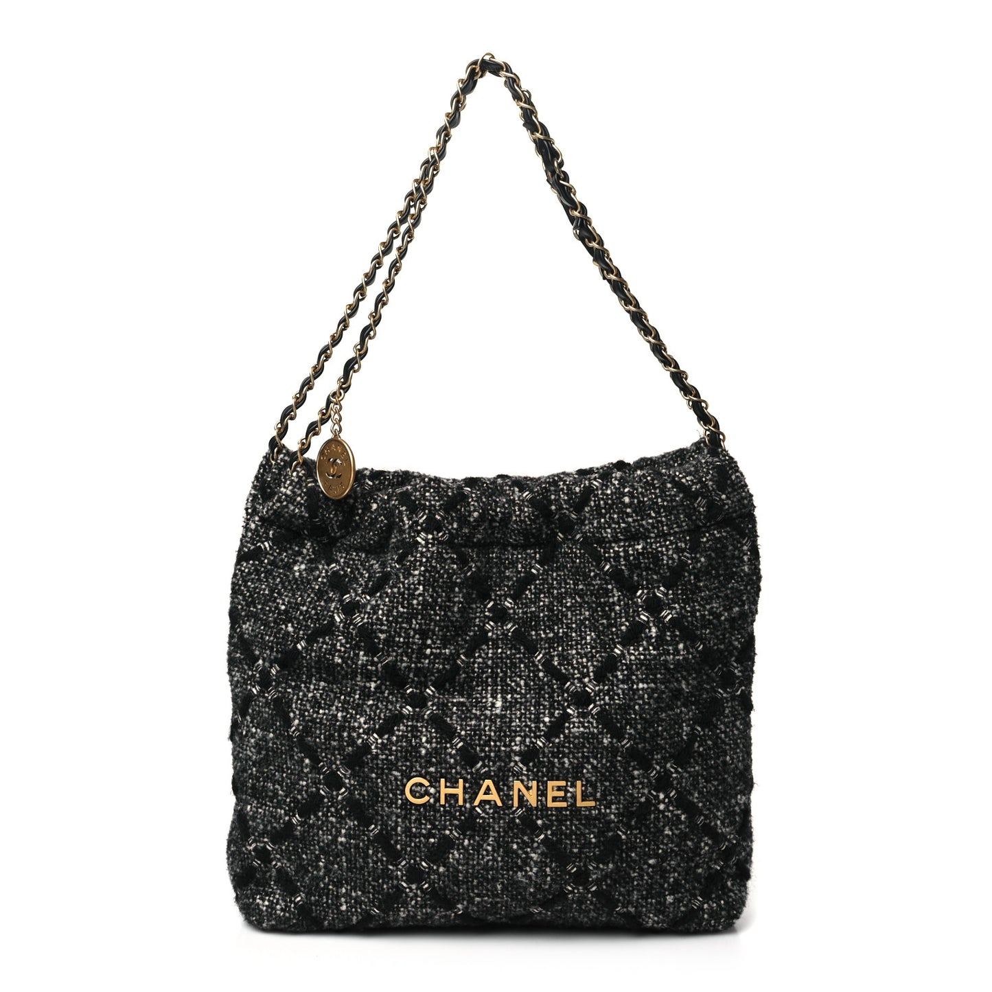 Tweed Quilted Chanel 22 Black Ecru
