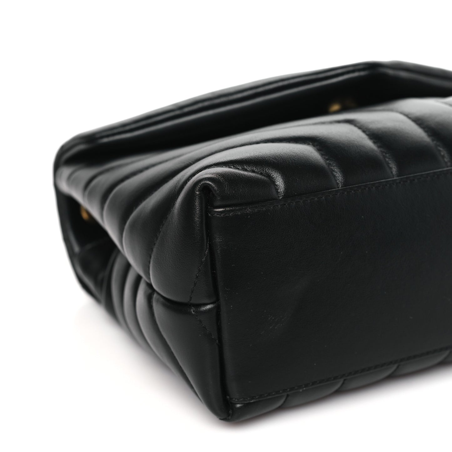 Calfskin Y Quilted Monogram Small Loulou Chain Satchel Black