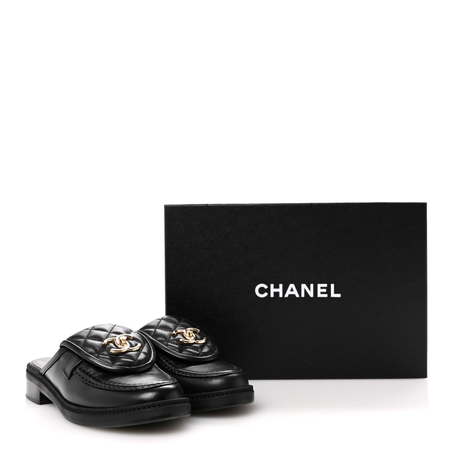 Chanel Lambskin Quilted CC Turnlock Mules 36 Black 10 of 12