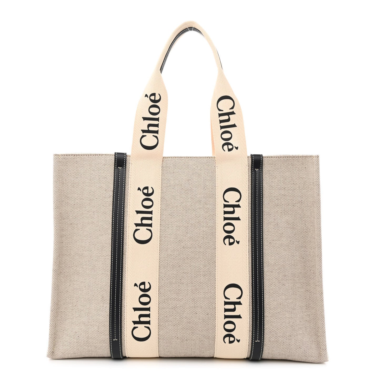 Cotton Calfskin Large Woody Ribbon Tote White Blue