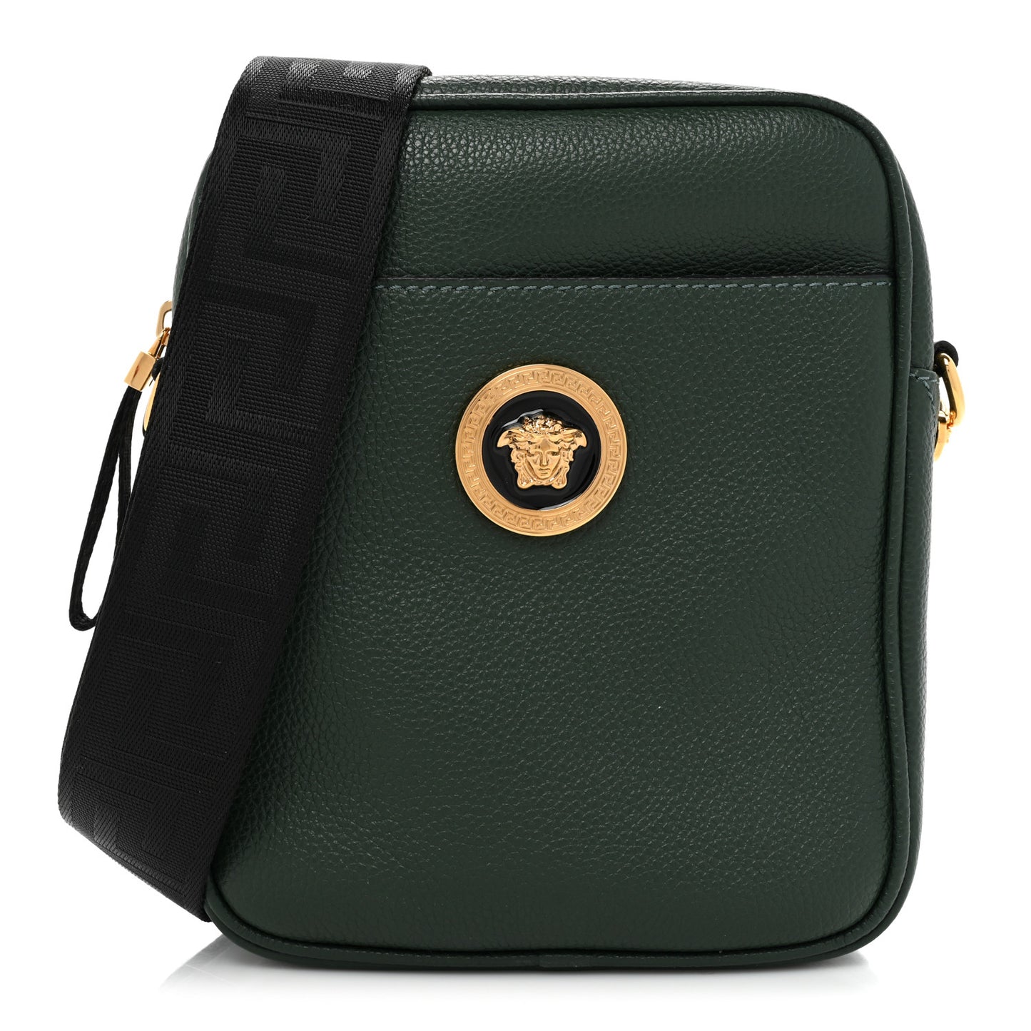 Grained Calfskin Small Medusa Messenger Bag Green
