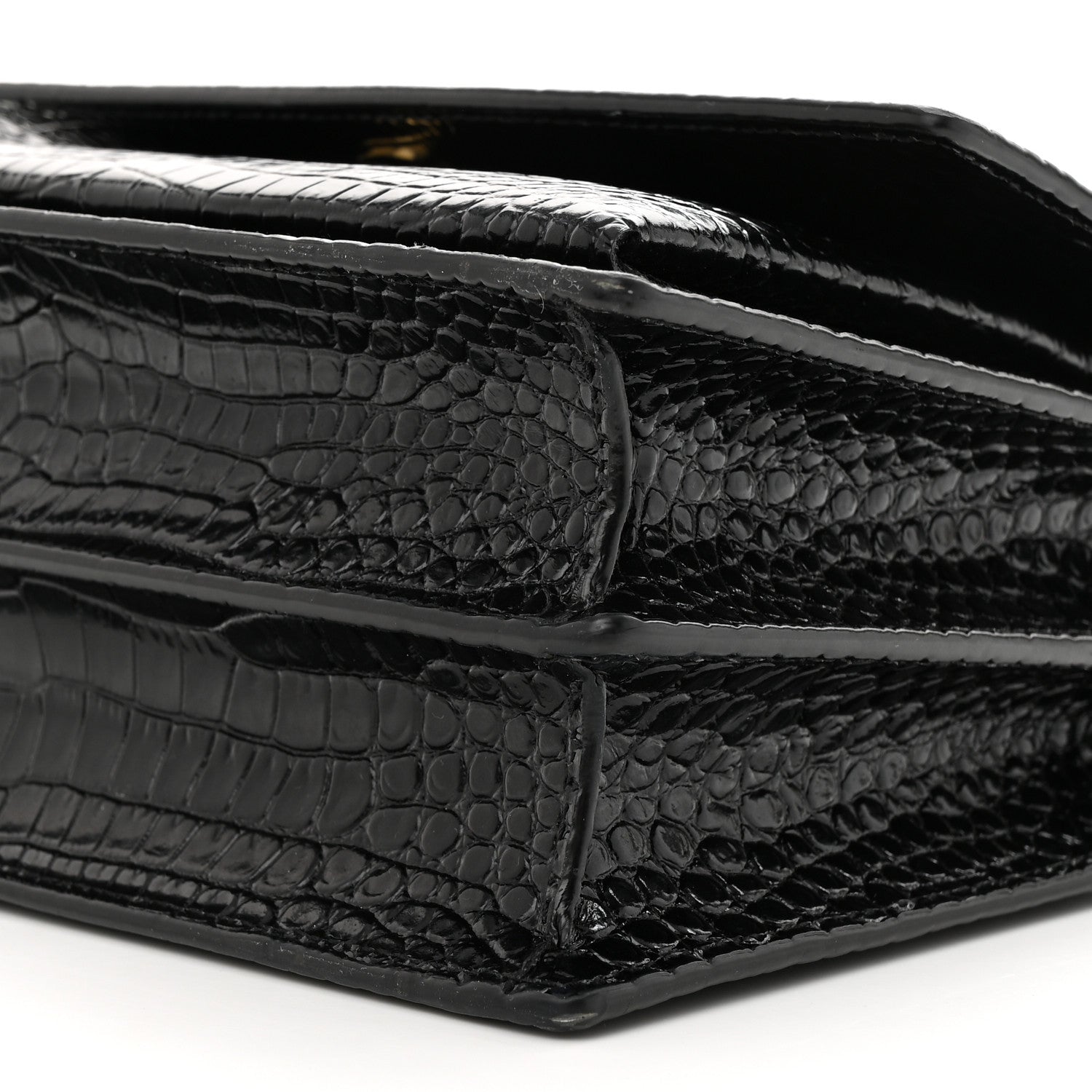 Saint Laurent Calfskin Crocodile Embossed Medium Monogram Sunset Black 9 of 9