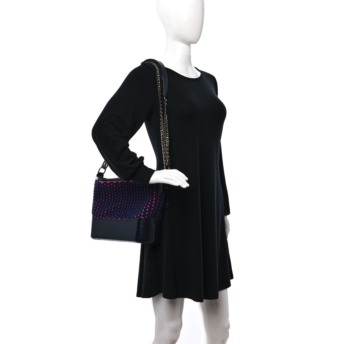 Wool Calfskin Medium Gabrielle Hobo Navy Pink Black