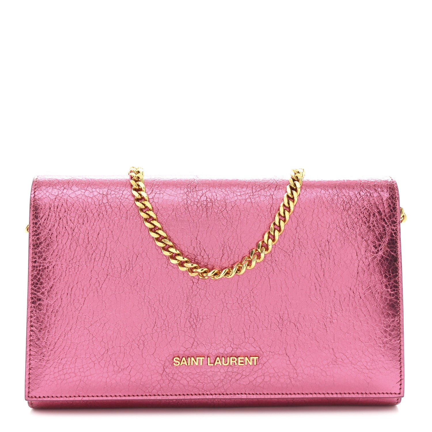 Saint Laurent Metallic Grained Calfskin Classic Letters Chain