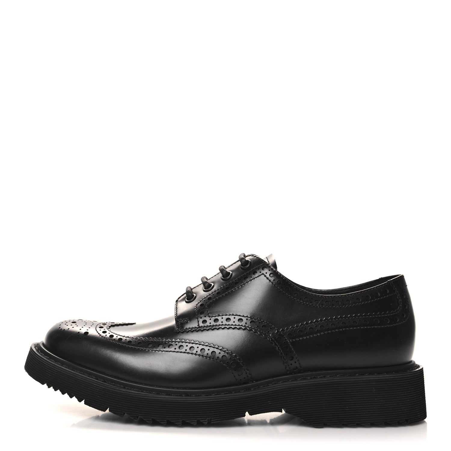 Prada Spazzolato Rois Lace Up Uomo Brogue Loafers 8 Black  display picture 3