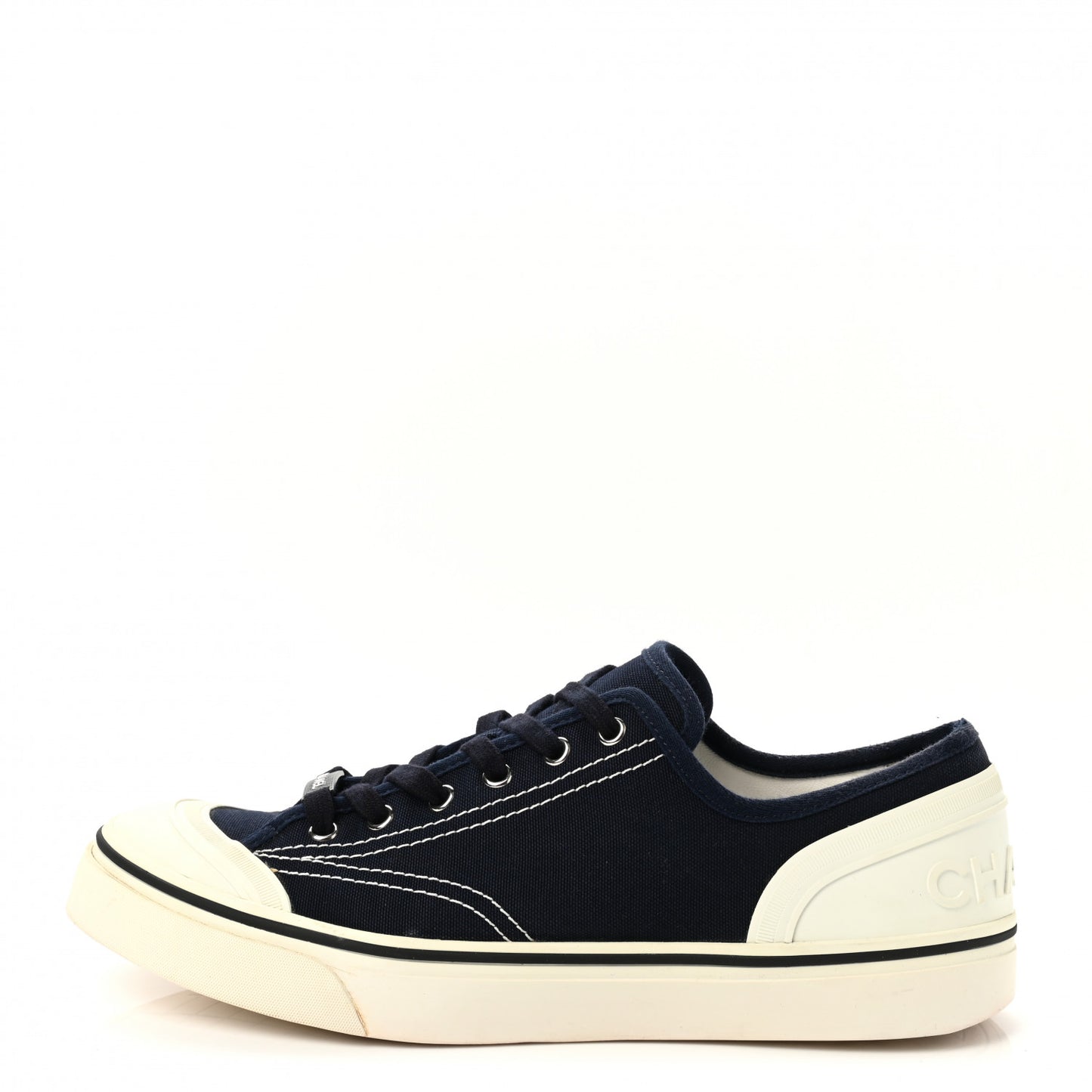 Canvas Lace Up Cap Toe Sneakers 42 Navy
