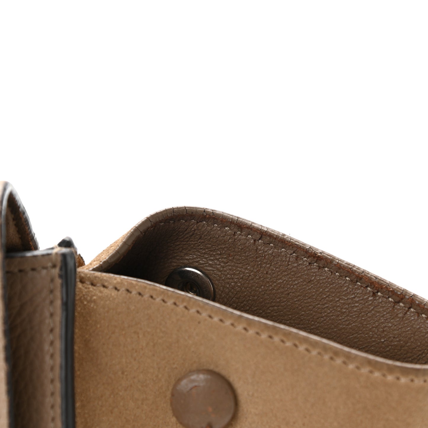 Drummed Calfskin Suede Small Trapeze Dune