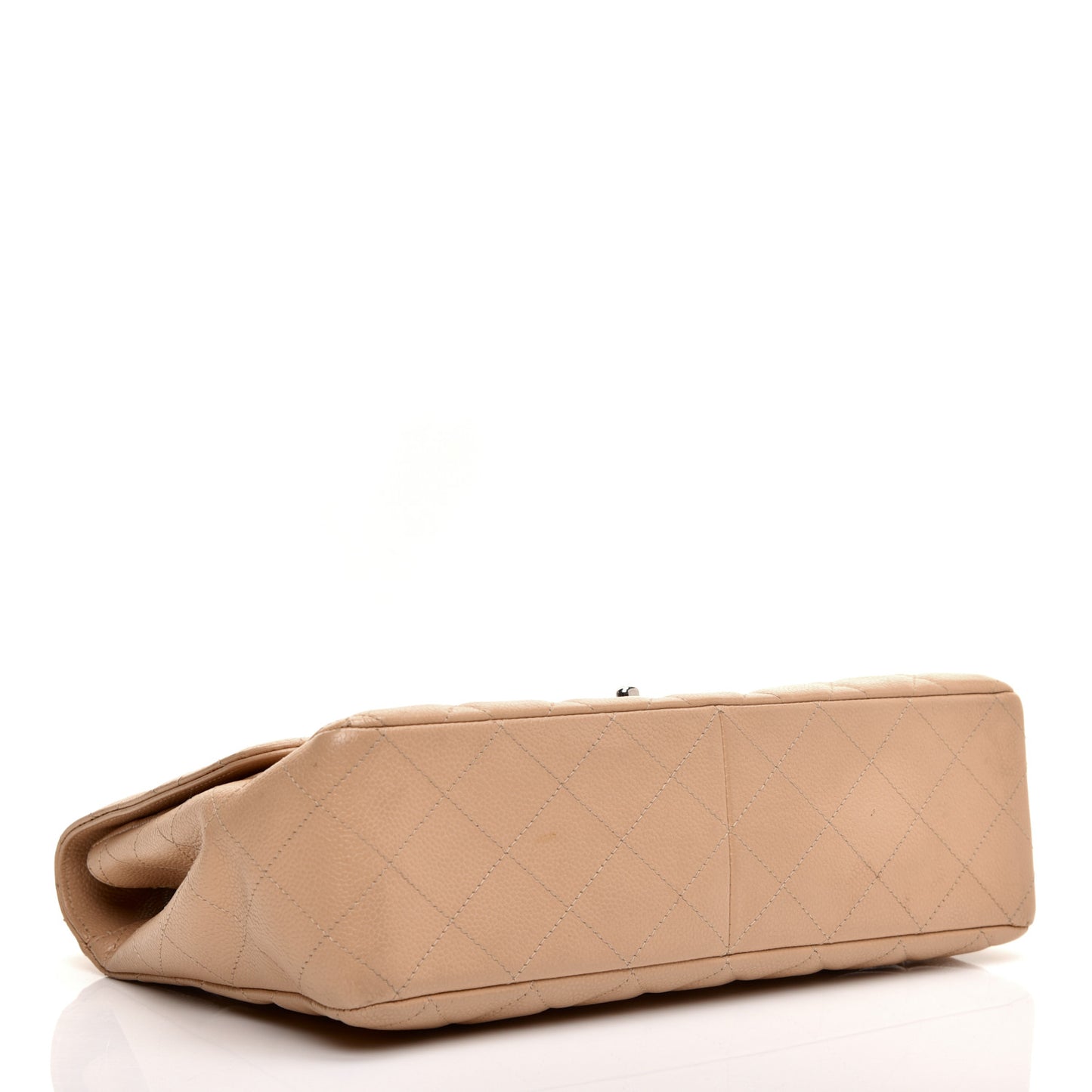 Caviar Quilted Jumbo Single Flap Beige