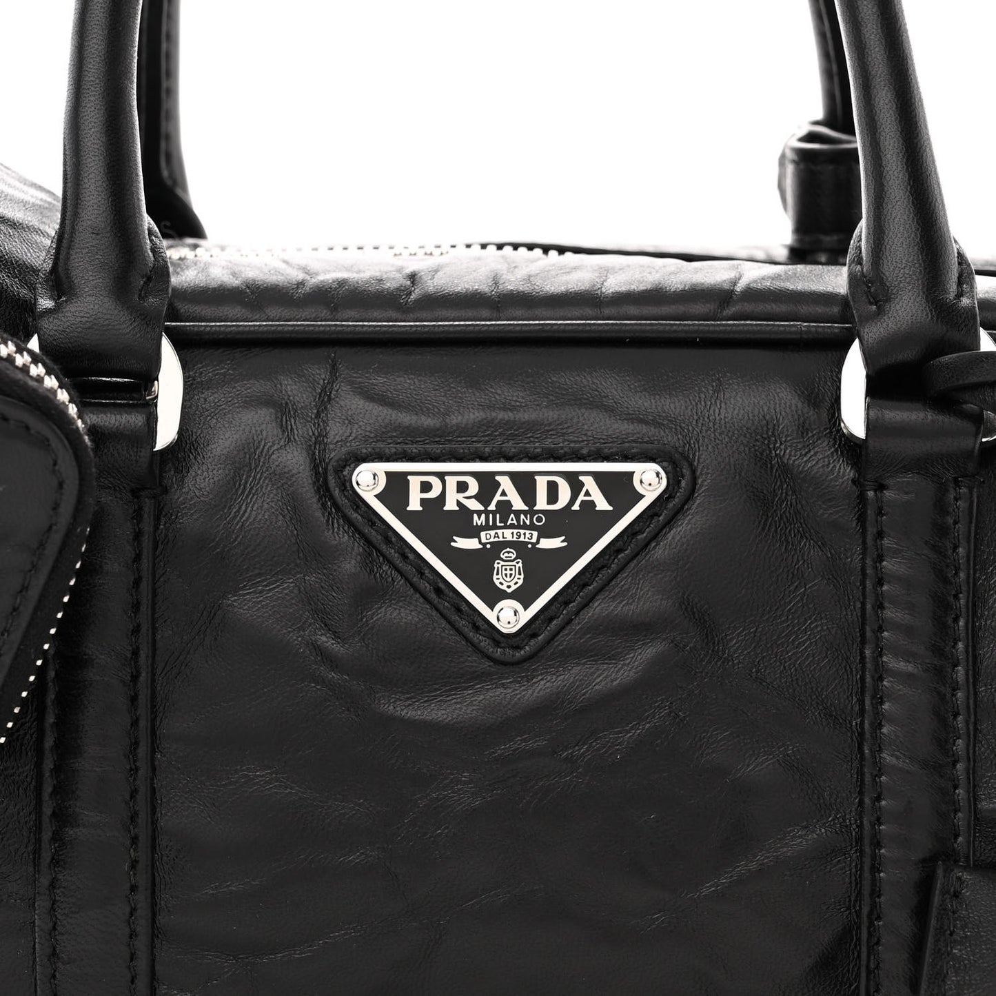 Nappa Antique Small Re-Edition 2001 Two Handle Crossbody Bag Black