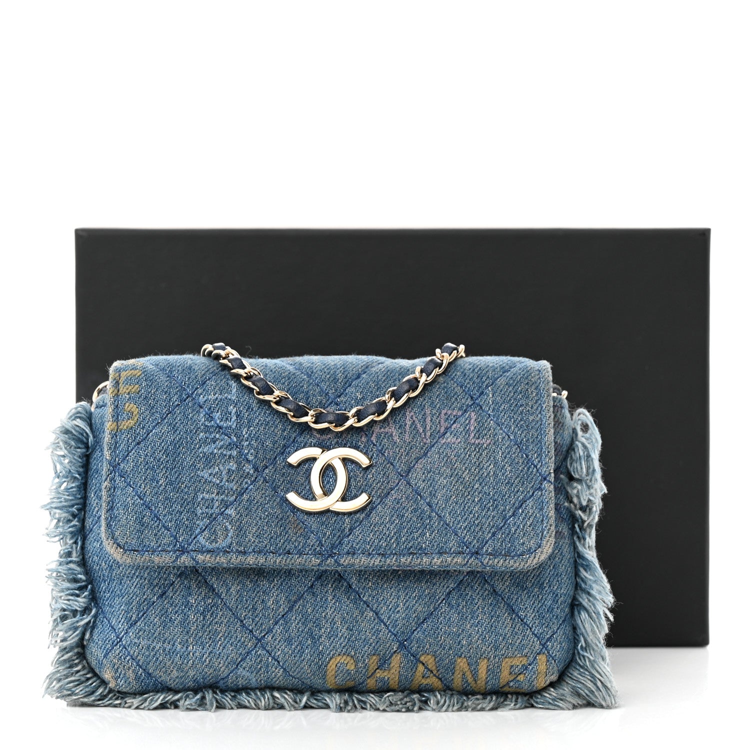 Chanel Denim Quilted Denim Mood Clutch With Chain Blue Multicolor 13 of 13