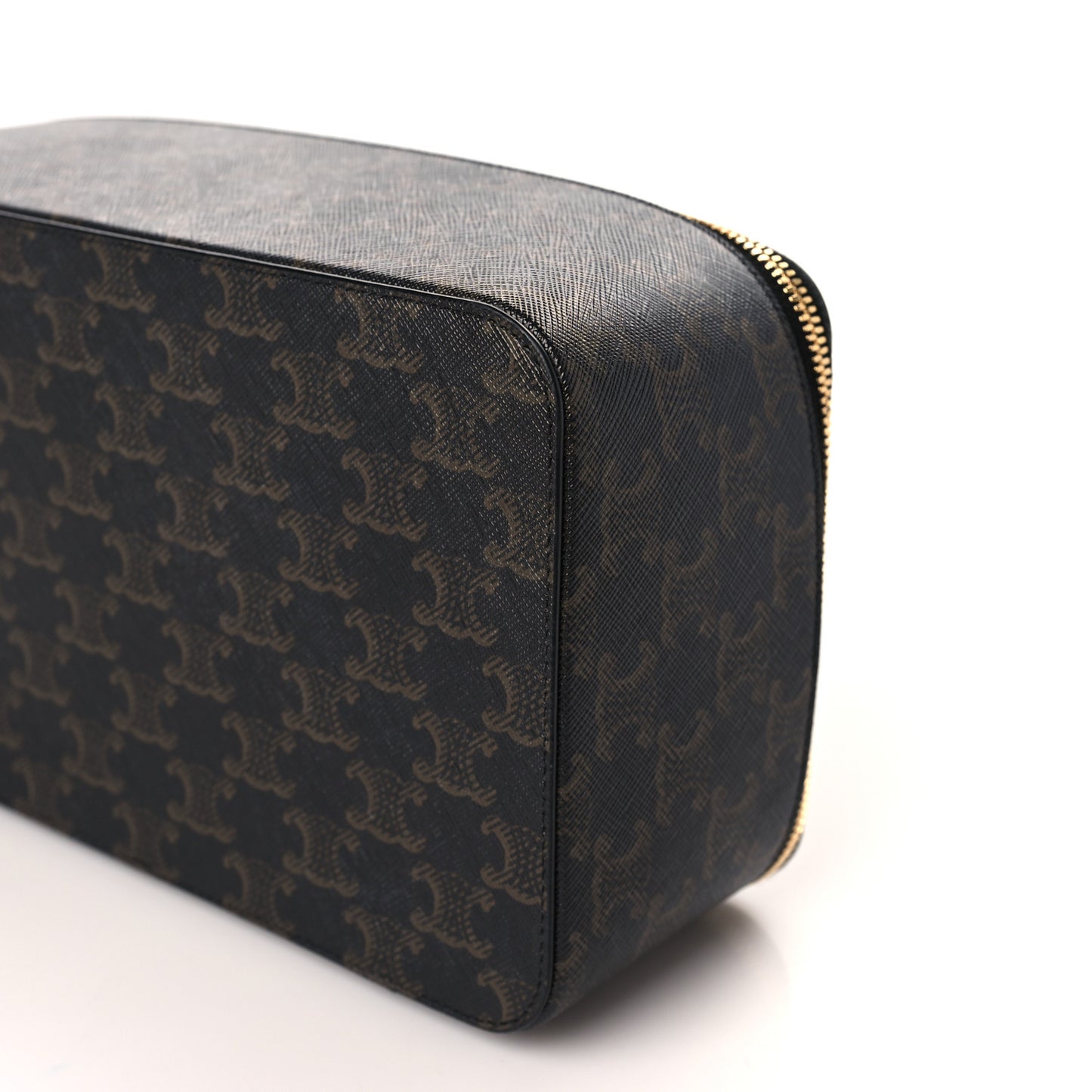 Triomphe Canvas Calfskin Large Top Handle Toiletry Case Tan