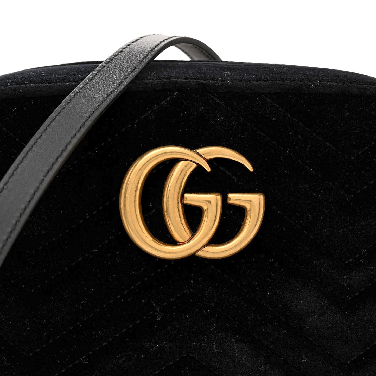Velvet Matelasse Small GG Marmont Chain Shoulder Bag Black