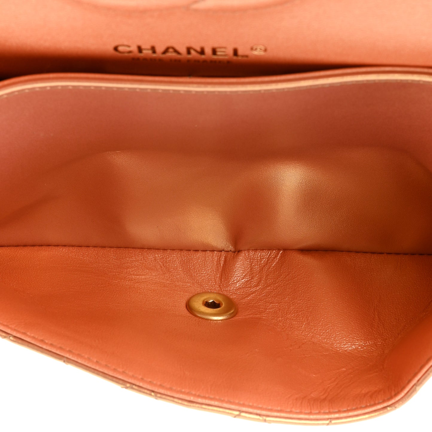 Metallic Lambskin Quilted Medium Double Flap Golden