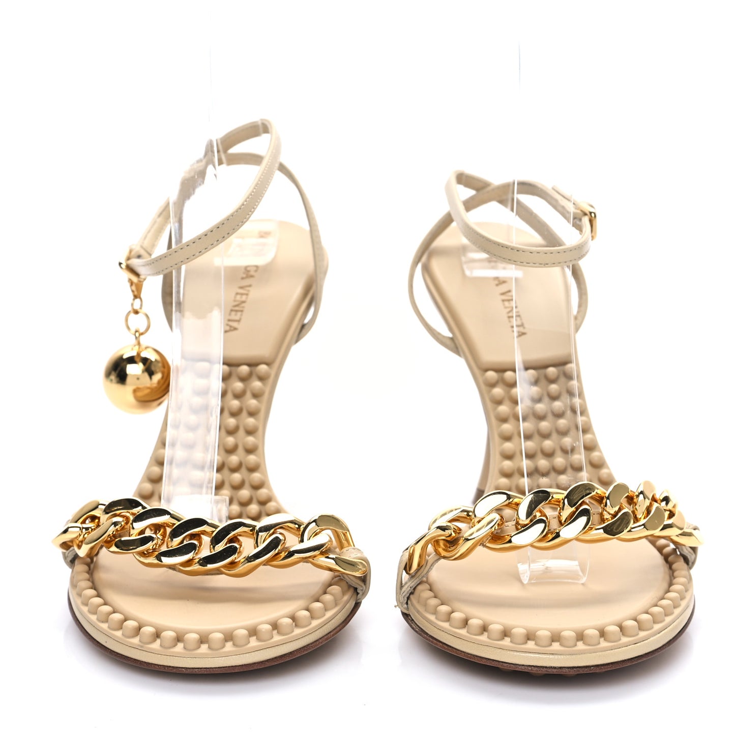 Lambskin Dot 90mm Sandals 36 Cane Sugar
