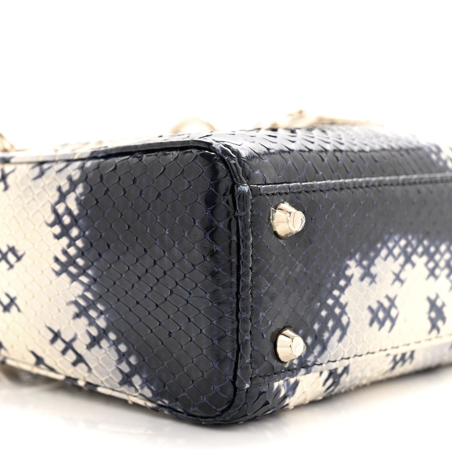 Snakeskin Mini Lady Dior Beige Blue