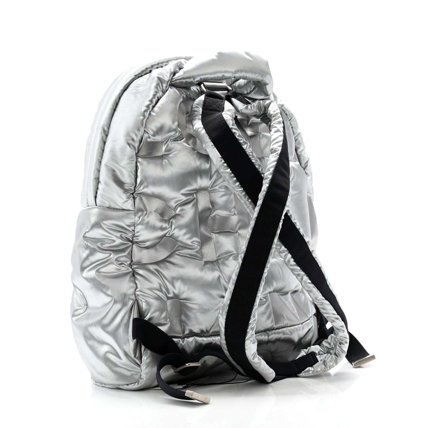 Nylon Embossed Small Doudoune Backpack Silver