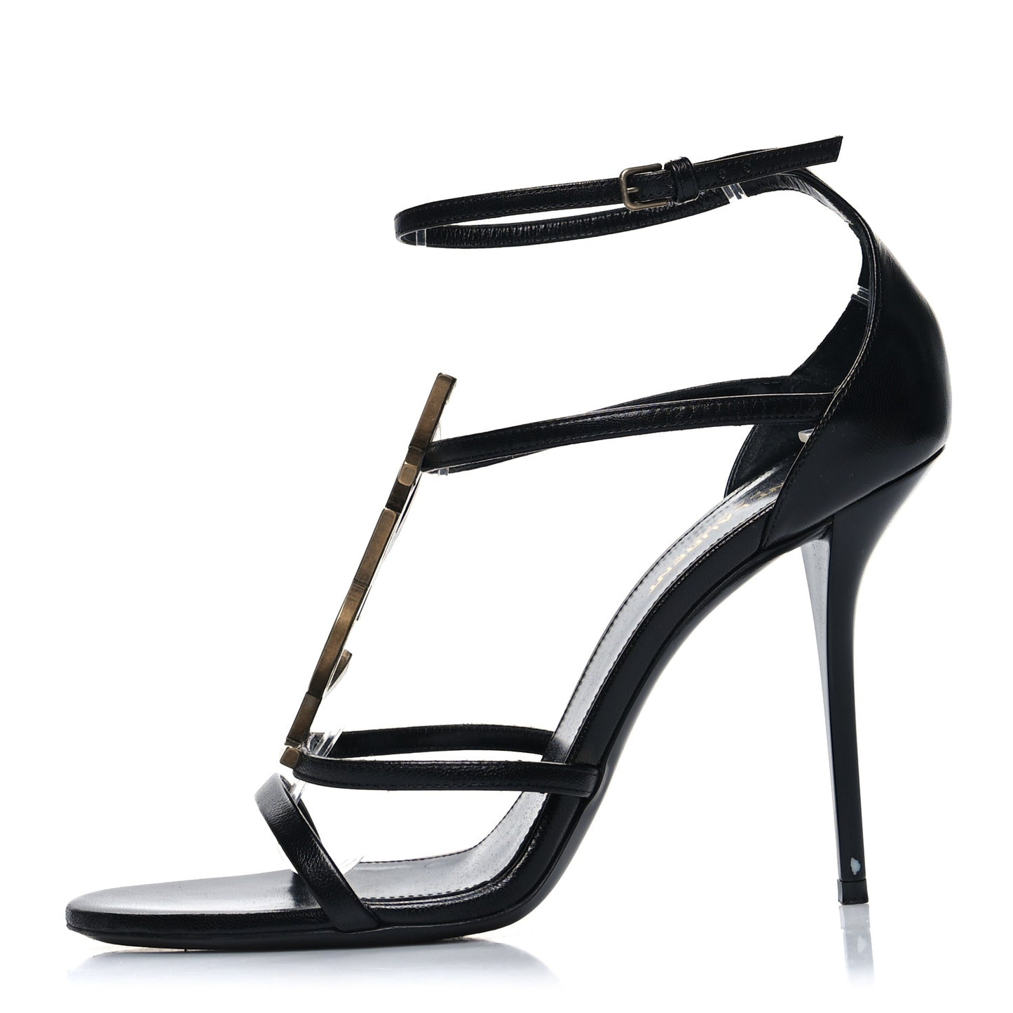 Patent Calfskin Cassandra 110 Sandals 40 Black Gold