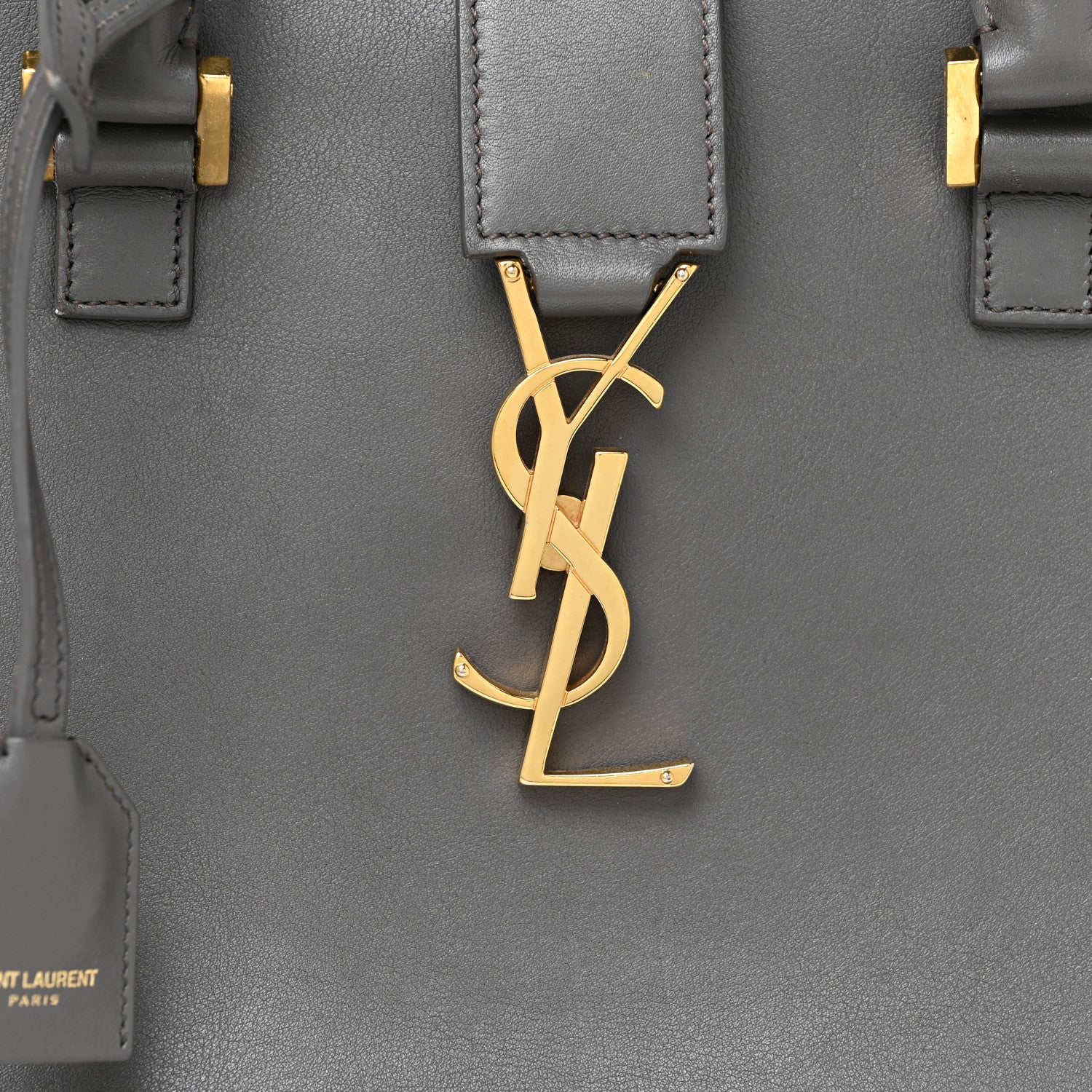 Saint Laurent Calfskin Small Monogram Cabas Grey 7 of 21