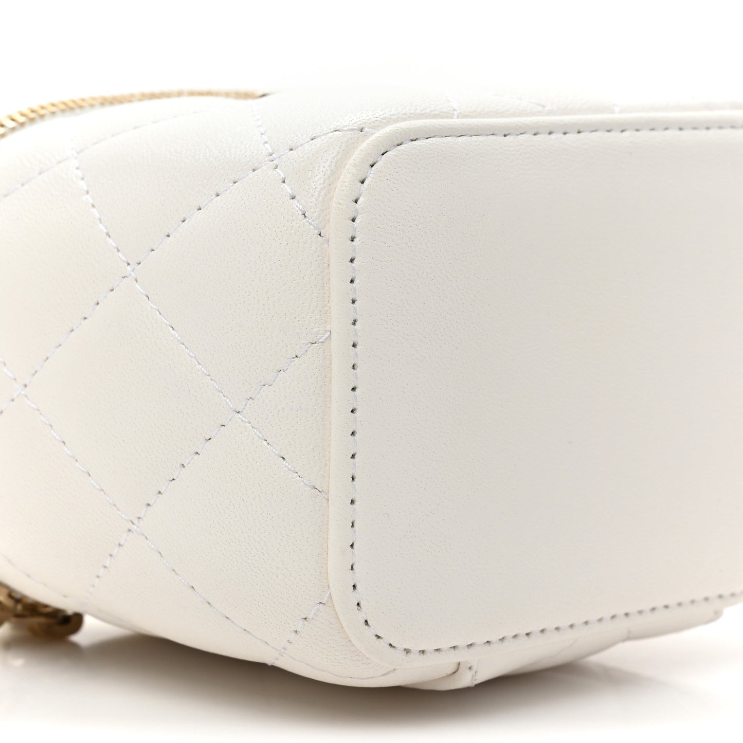 Lambskin Quilted My Chanel Lady Vanity Case With Chain White