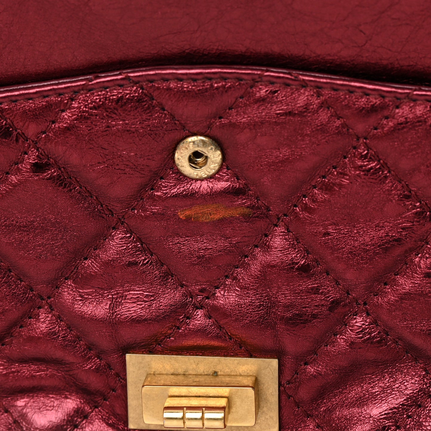Metallic Aged Calfskin Quilted 2.55 Reissue 227 Flap Dark Red