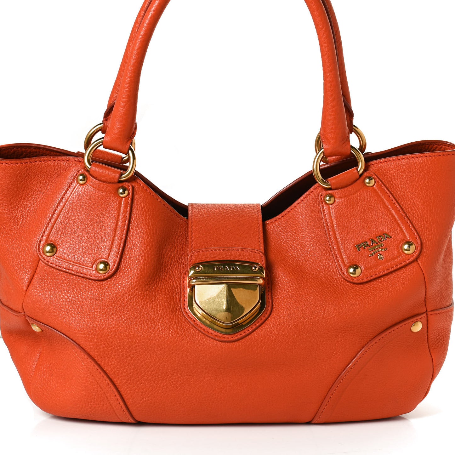 Vitello Daino Pushlock Tote Papaya