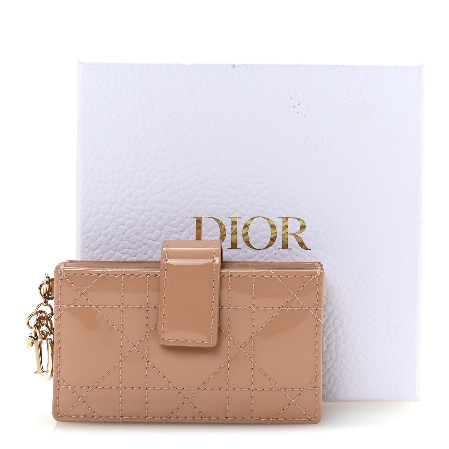 Christian Dior Patent Cannage Lady Dior 5-Gusset Card Holder Rose De Vents 8 of 8