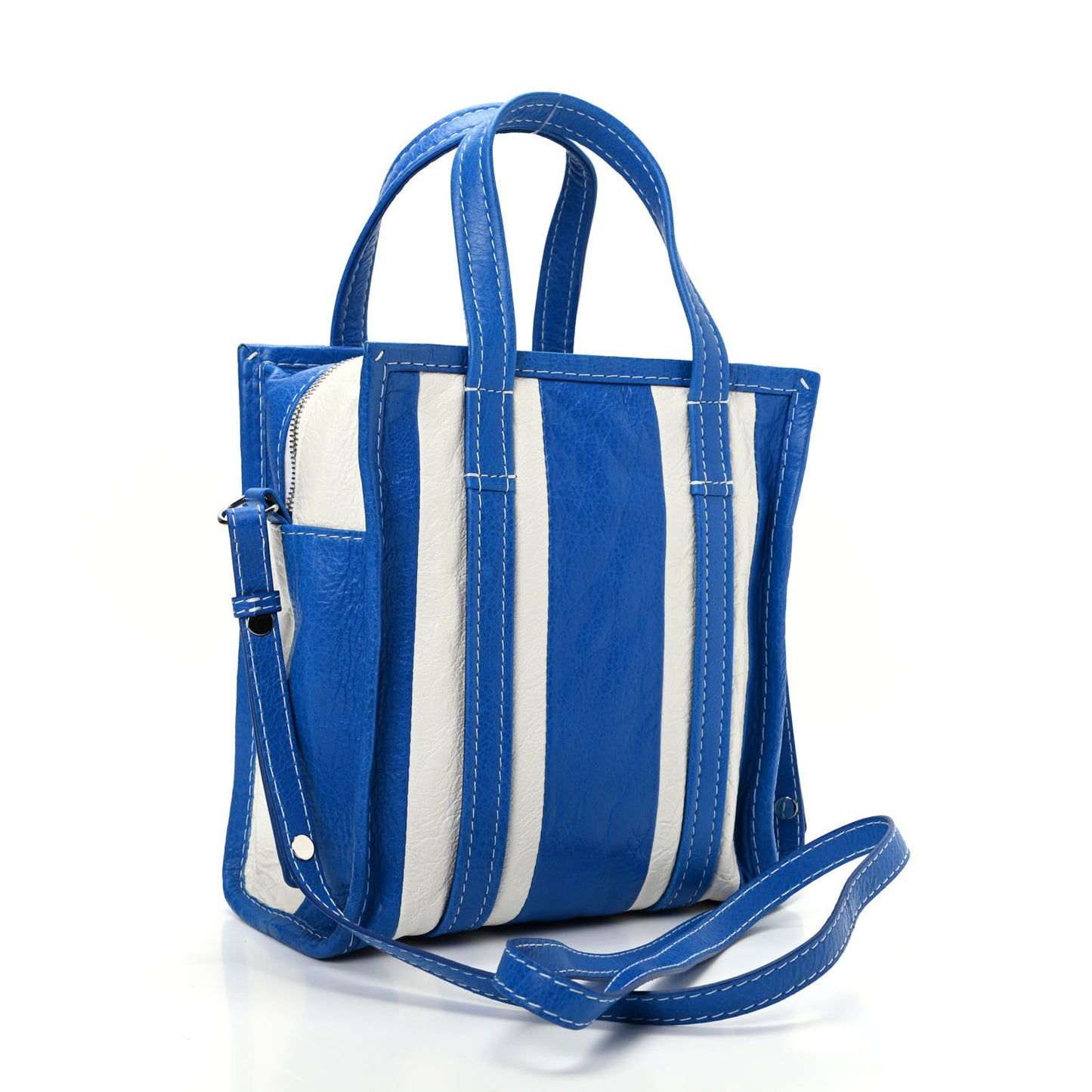Veau Arena Multicolore XS Bazar Shopper Tote Bleu Lazuli White