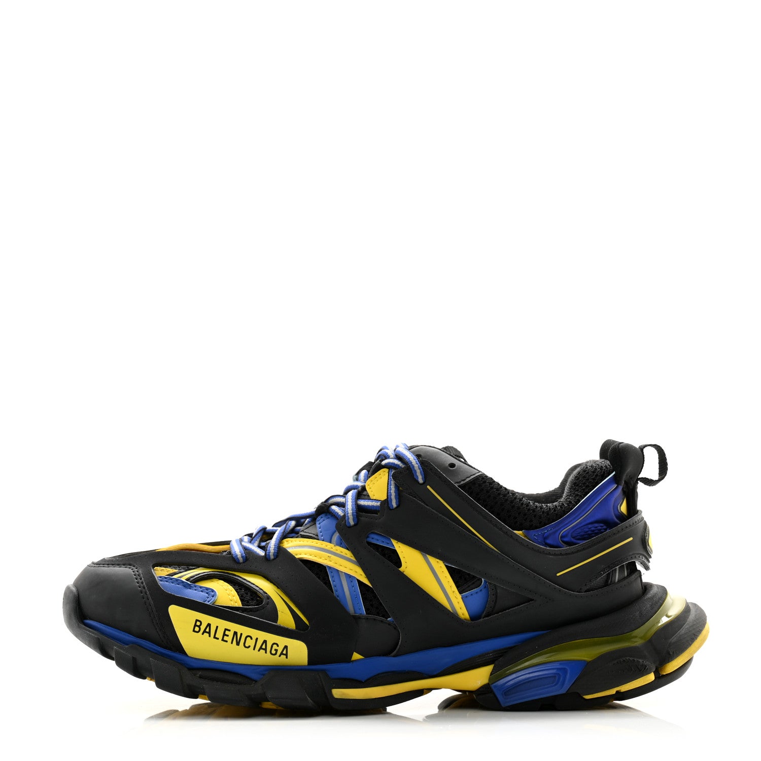 Balenciaga Mesh Nylon Mens Track Sneakers 42 Black Yellow Blue 