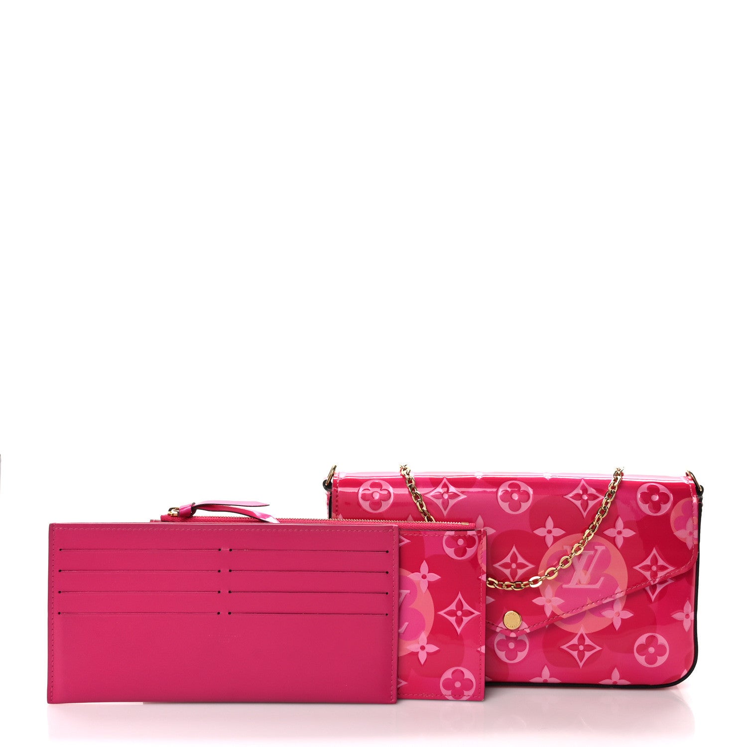 Louis Vuitton Vernis Valentine Pochette Felicie Chain Wallet Fuchsia 3 of 10