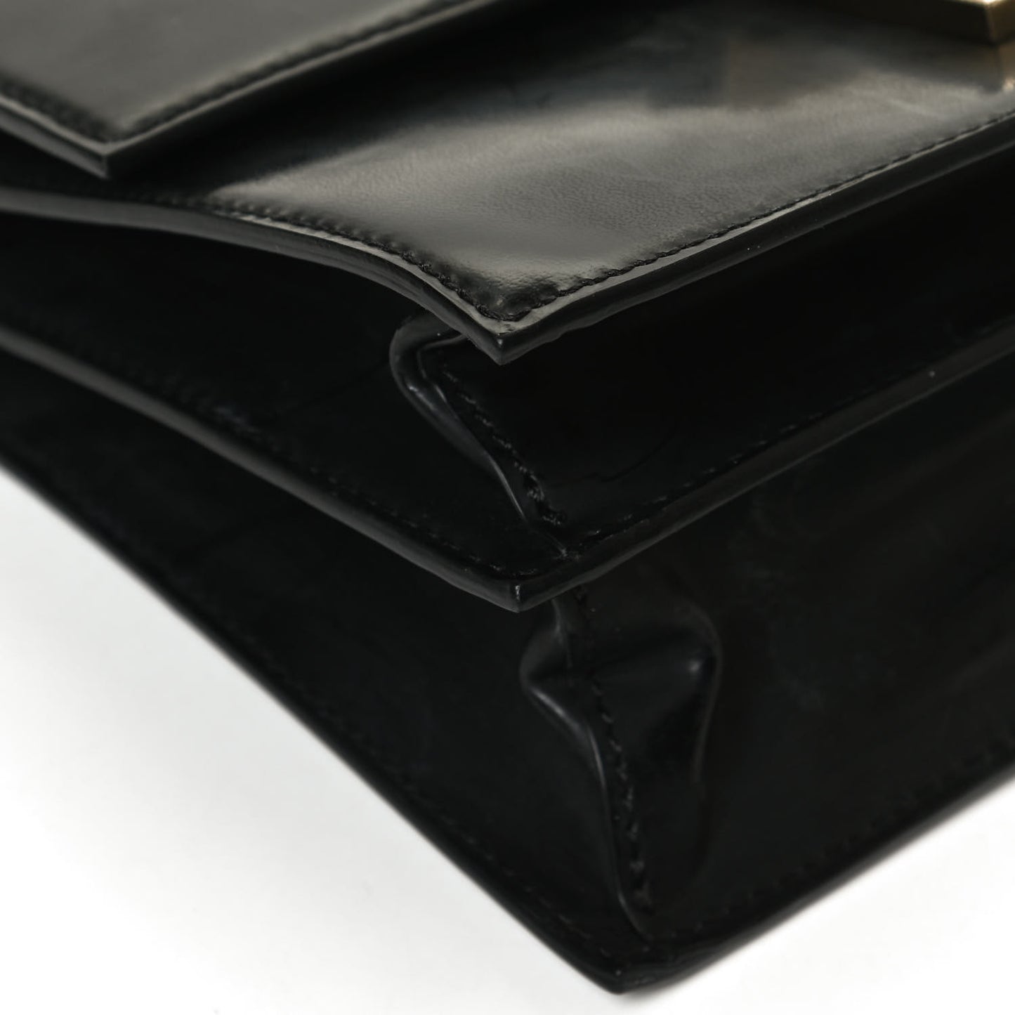 Nappa Large Diamante Flap Black