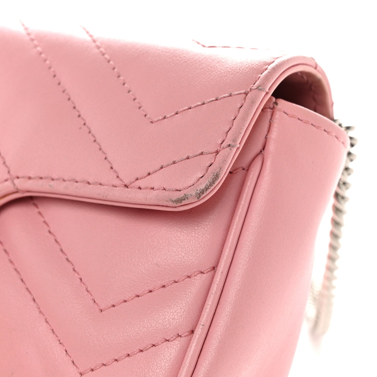 Calfskin Matelasse Super Mini GG Marmont Shoulder Bag Wild Rose