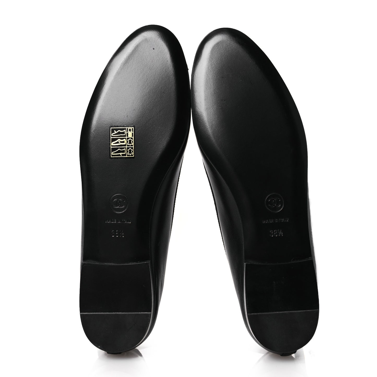 Goatskin Cap Toe Bow CC Ballerina Flats 38.5 Black