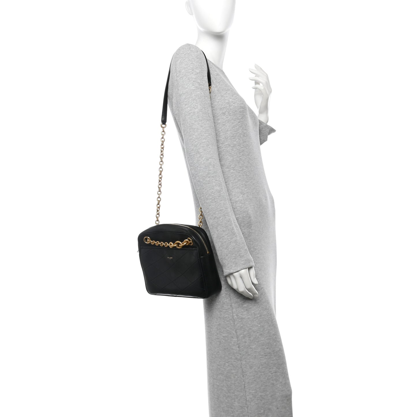 Lambskin Quilted Le Maillon Chain Strap Crossbody Black