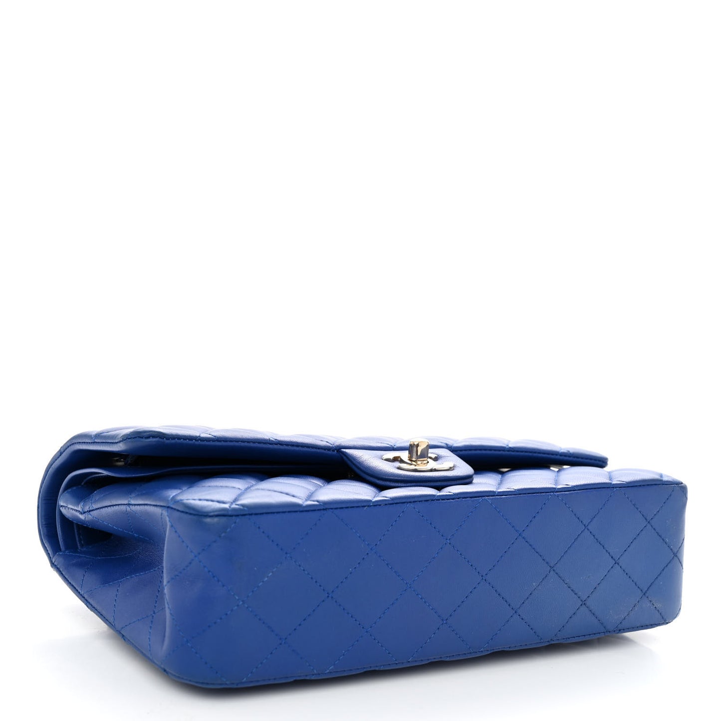 Lambskin Quilted Medium Double Flap Royal Blue