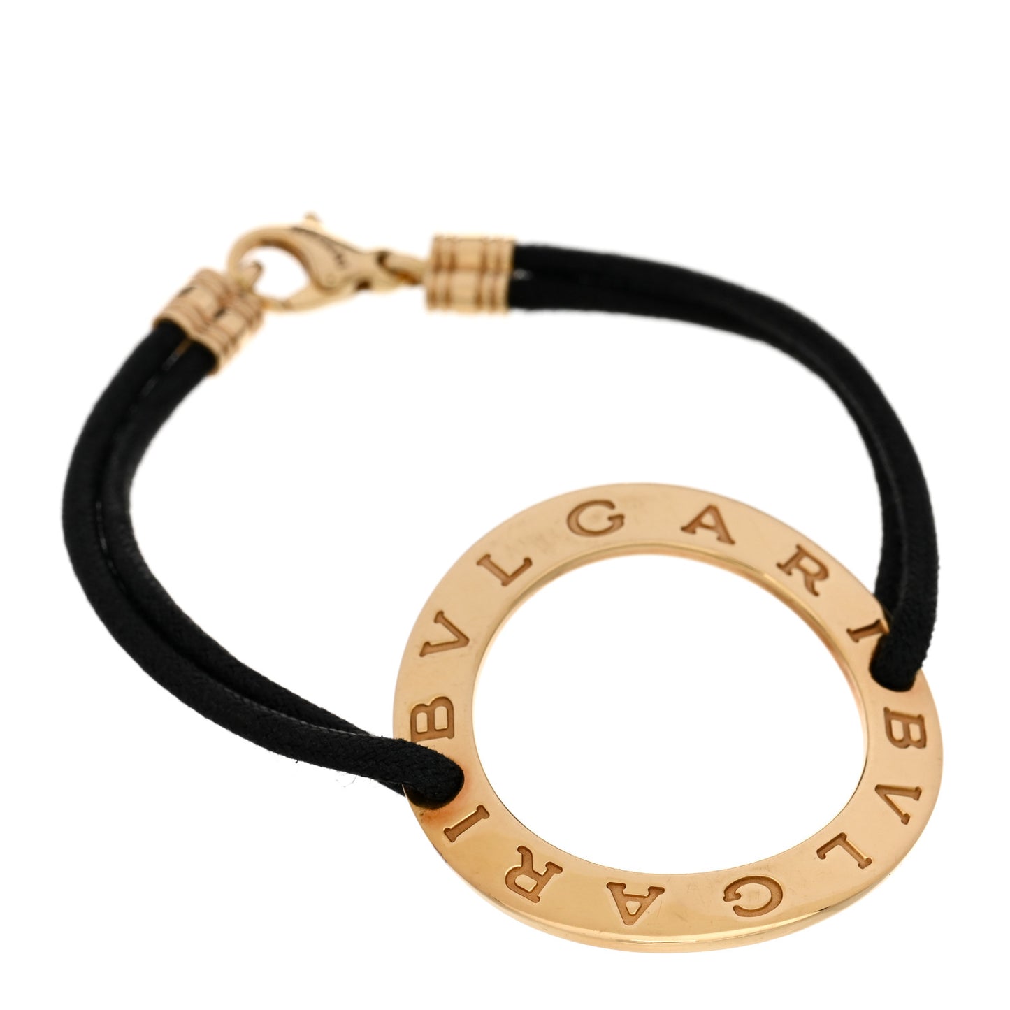 18K Yellow Gold BVLGARI BVLGARI Double Cord Bracelet Black