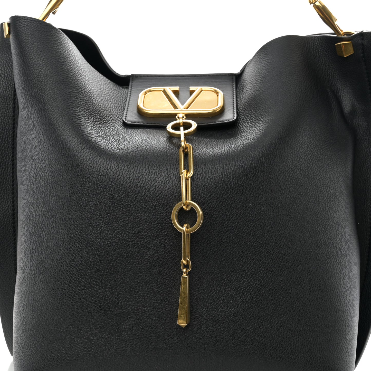 Grainy Calfskin Escape Hobo Bag Black