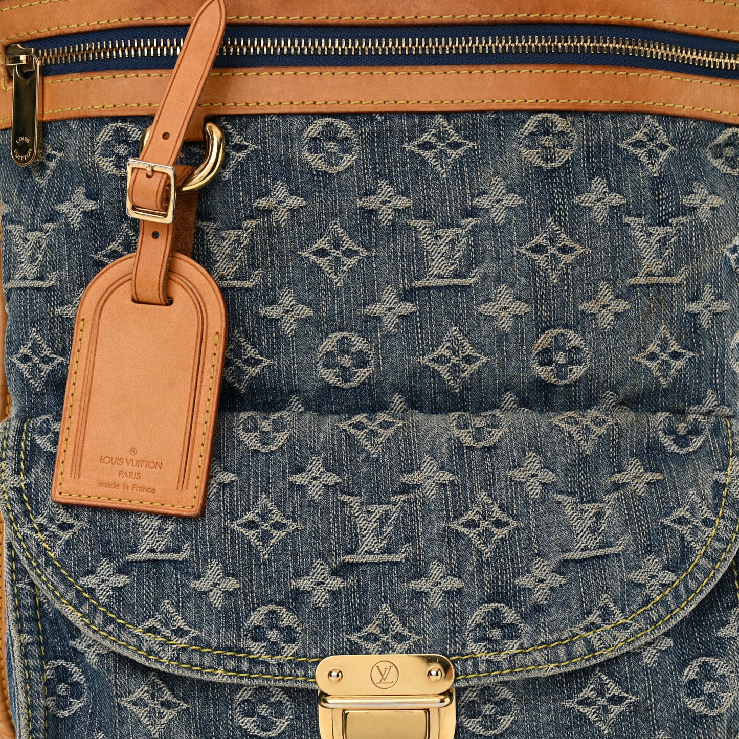 Monogram Denim Sac Plat Blue