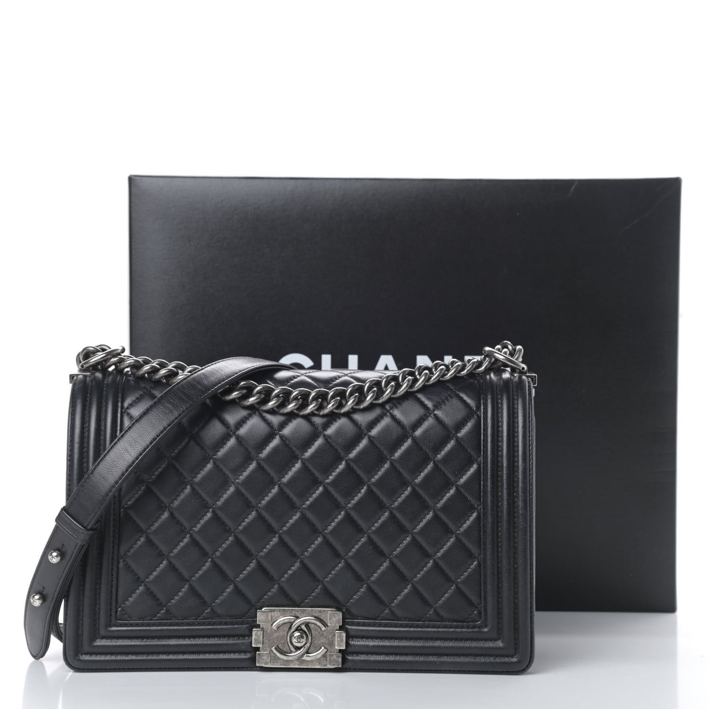 Lambskin Quilted New Medium Boy Flap Black