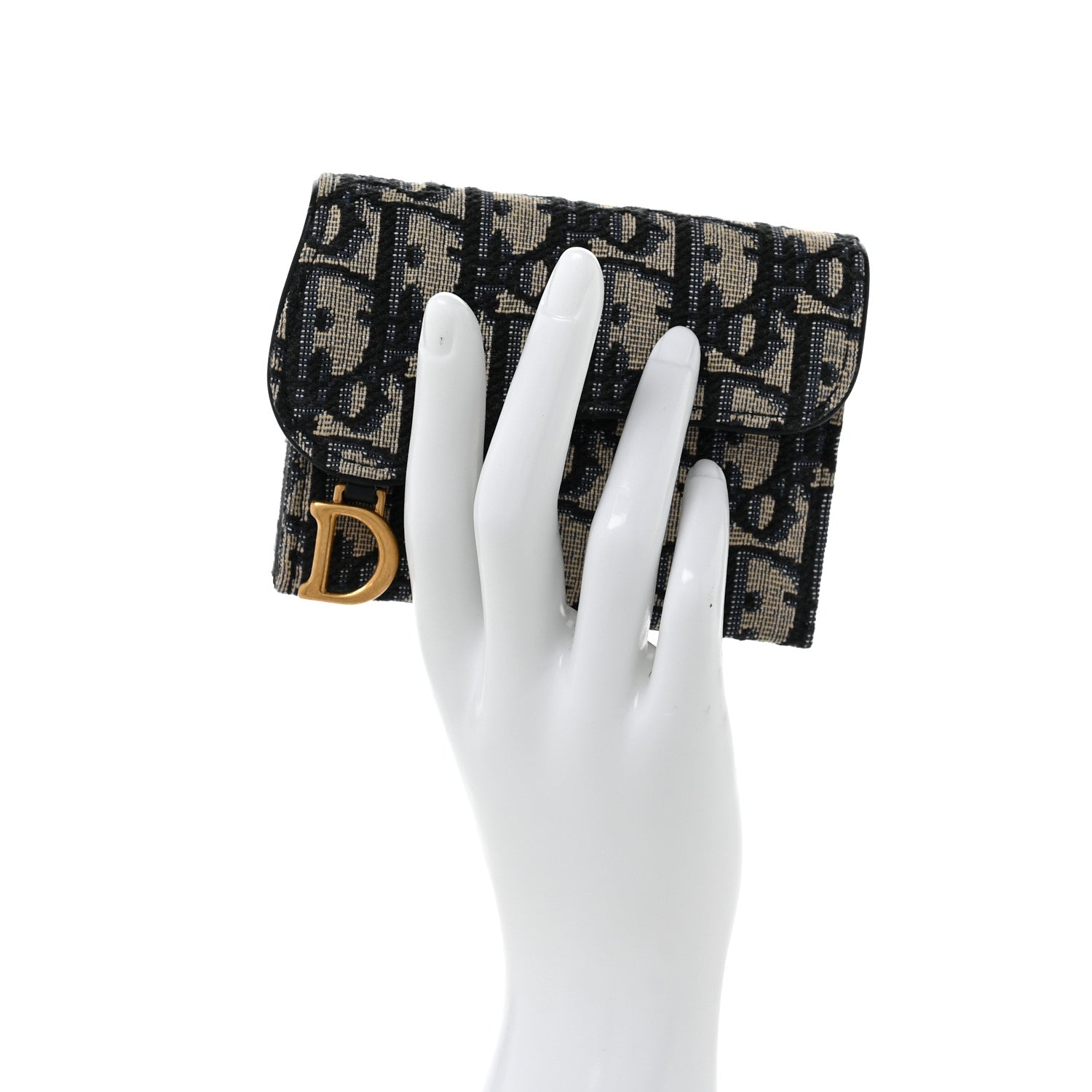 Christian Dior Oblique Saddle Card Holder Blue 2 of 9