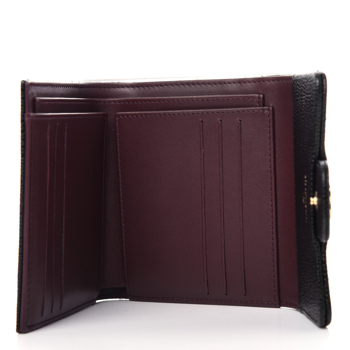 Caviar Quilted Compact Flap Wallet Black