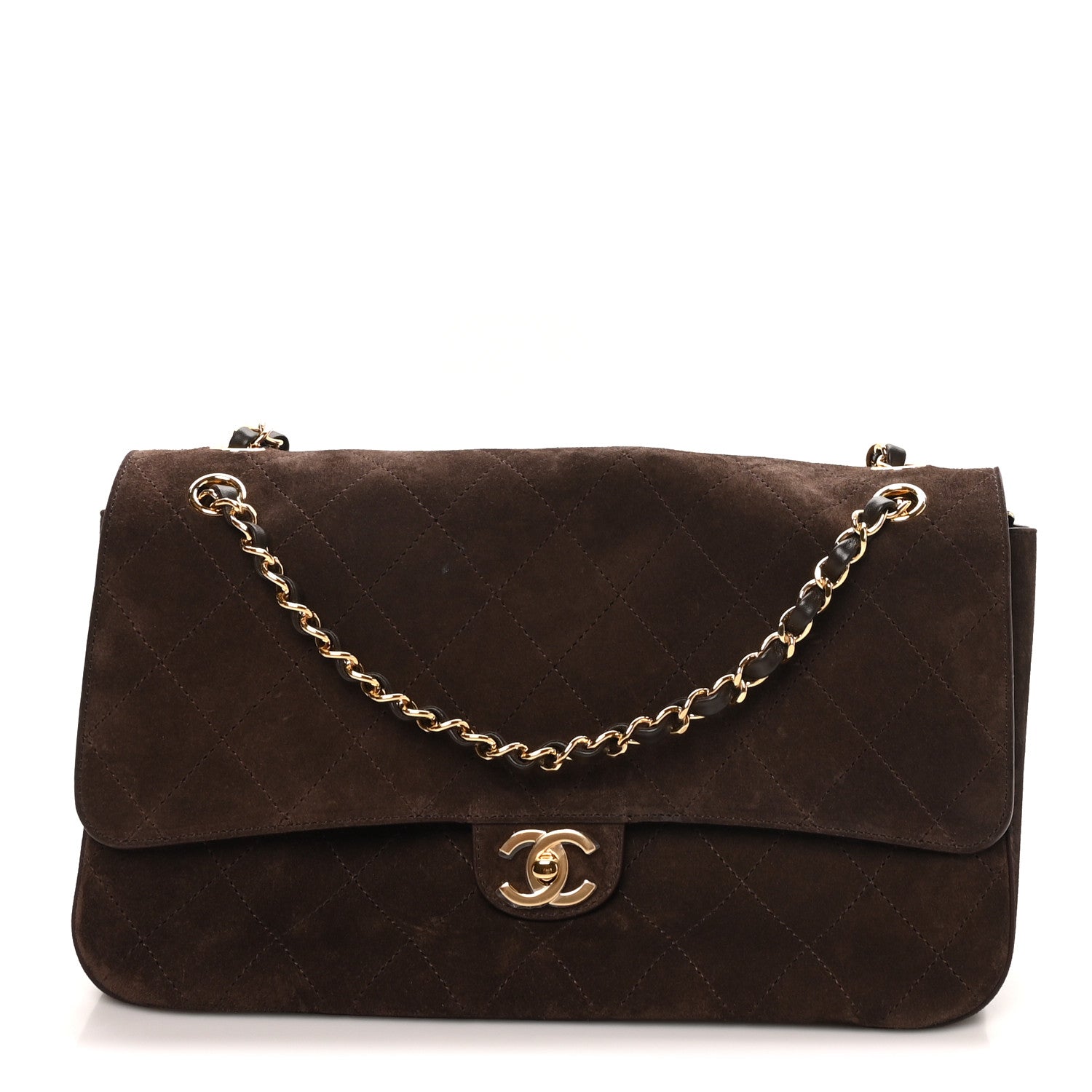 Chanel Suede Calfskin Small Souplissimo Maxi Flap Dark Brown