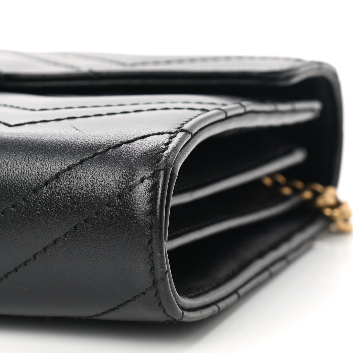Calfskin Matelasse GG Marmont Chain Wallet Black